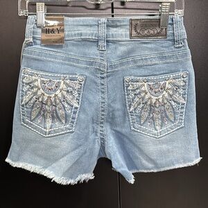 H&Y Premium Collection embroidered,studs,sequin back pockets, light blue